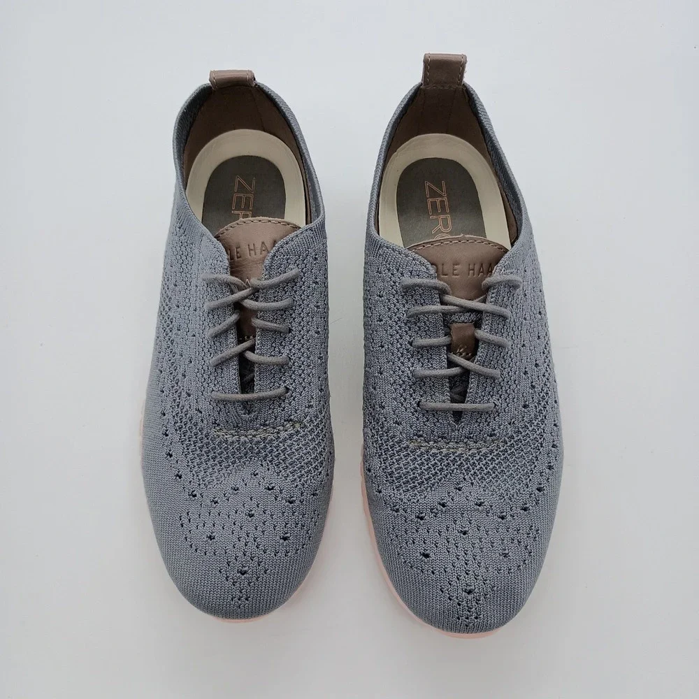Cole Haan ZeroGrand Stitchlite Wingtip‎ Oxford Gray Pink Womens 7B